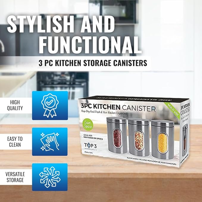 1ABOVE 3 Pc Kitchen Storage Canisters