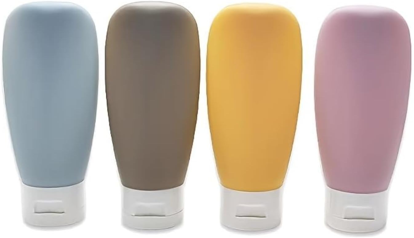 Refillable Squeeze Bottles (Set of 4) for Lotions, Shampoo and Conditioner