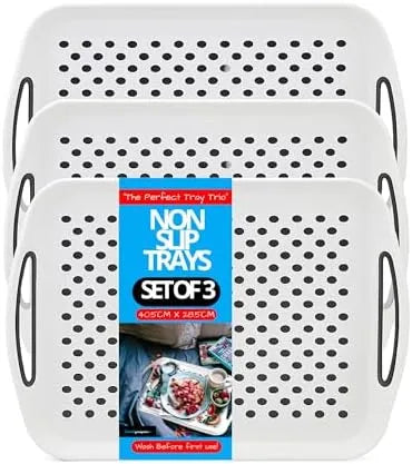 FIVEGGADGETS® Non-Slip Serving Trays (3 Pack) – Anti-Slip Lap Trays for TV Dinners & Dining