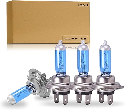 JJ PRIME H7 Super Bright White Halogen Xenon Bulbs (4 Pack)