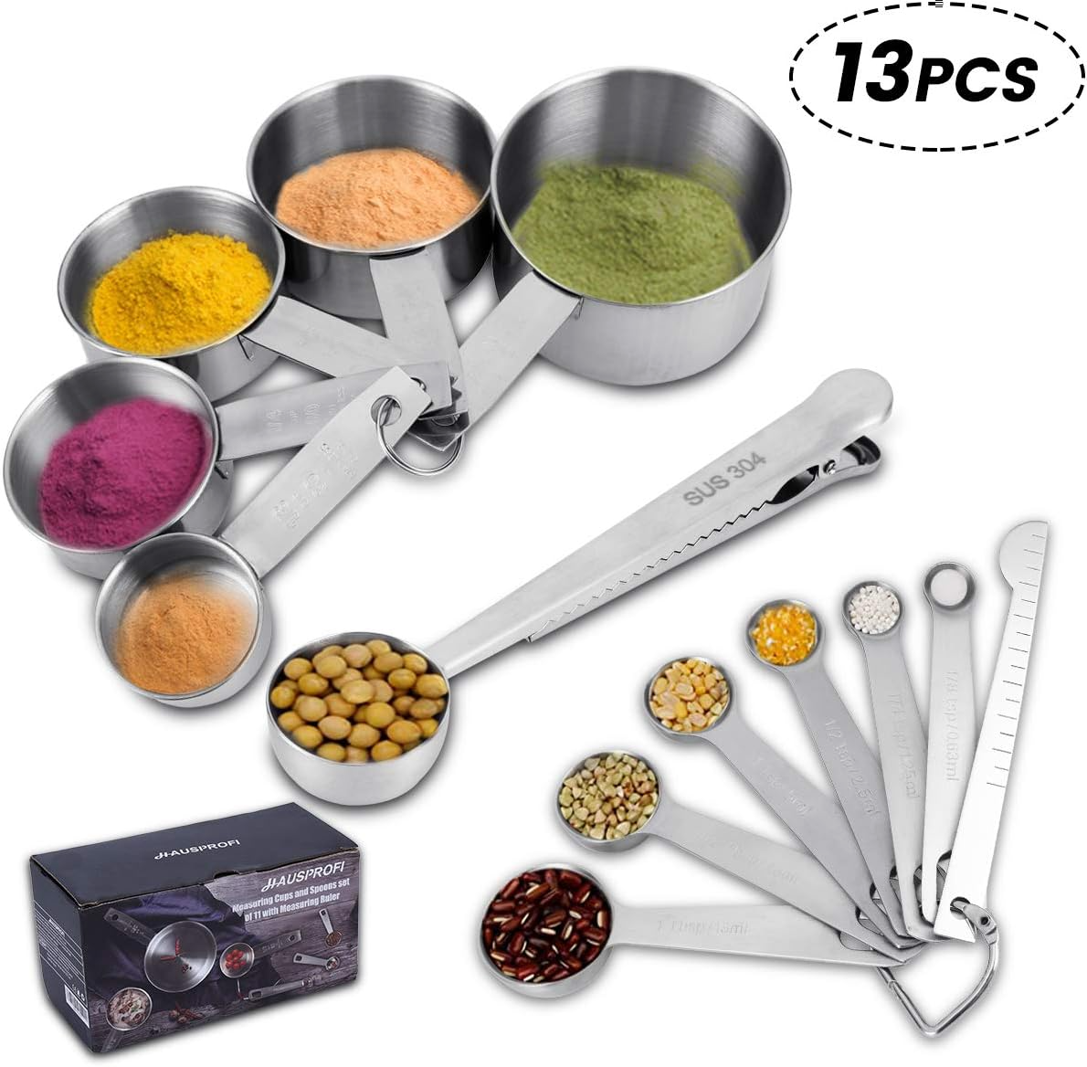 Stainless Steel Measuring Cups & Spoons Set – Precision Baking Tools (13 Pieces)