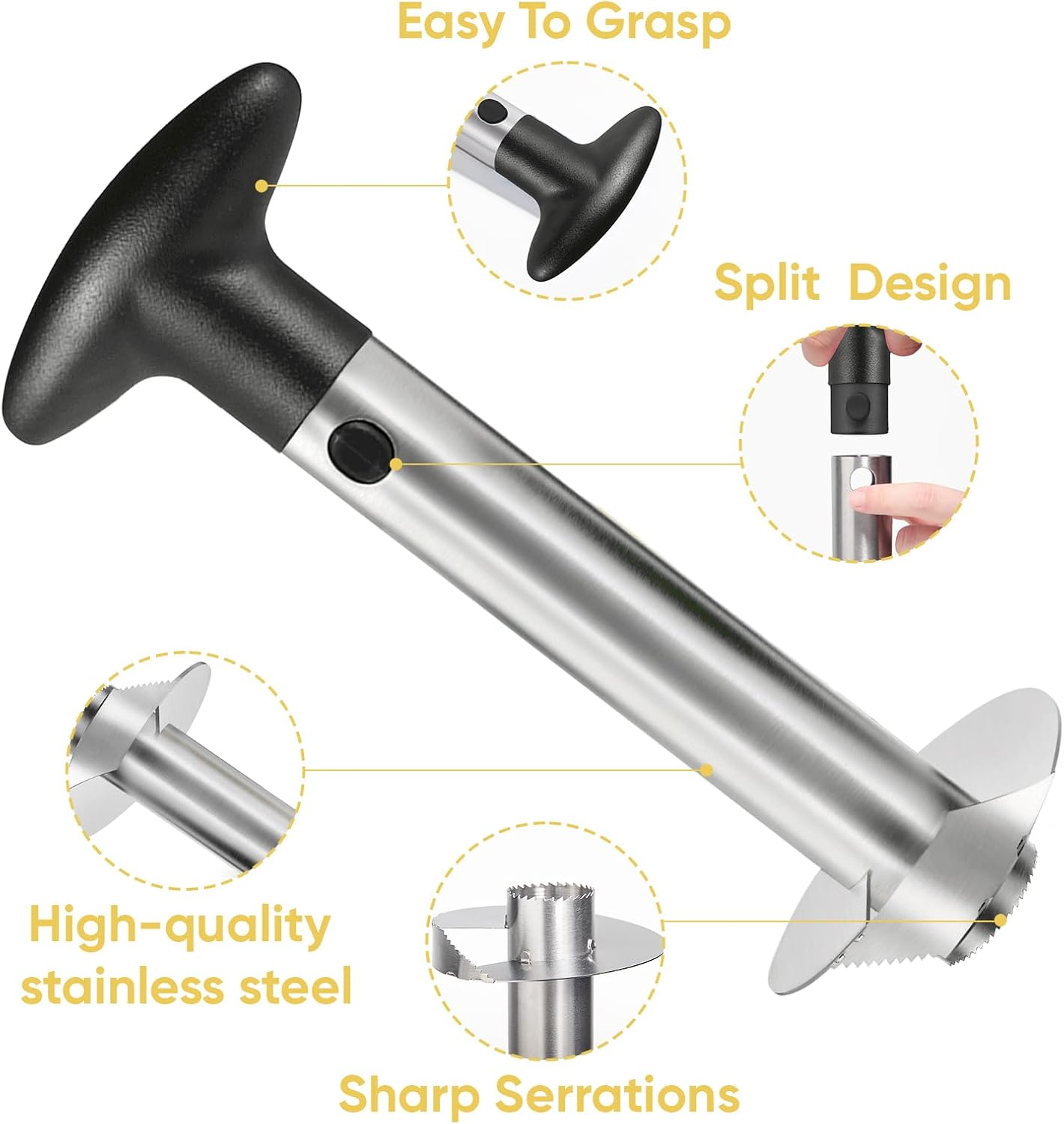 Stainless Steel Pineapple Corer – Easy Slice & Peel Pineapple Cutter
