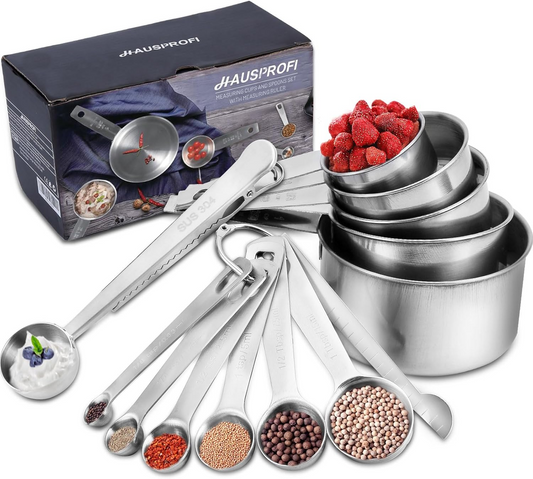 Stainless Steel Measuring Cups & Spoons Set – Precision Baking Tools (13 Pieces)