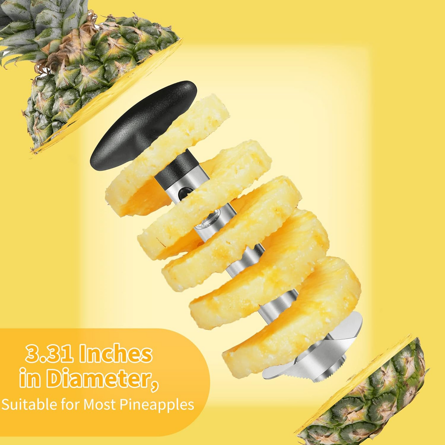 Stainless Steel Pineapple Corer – Easy Slice & Peel Pineapple Cutter
