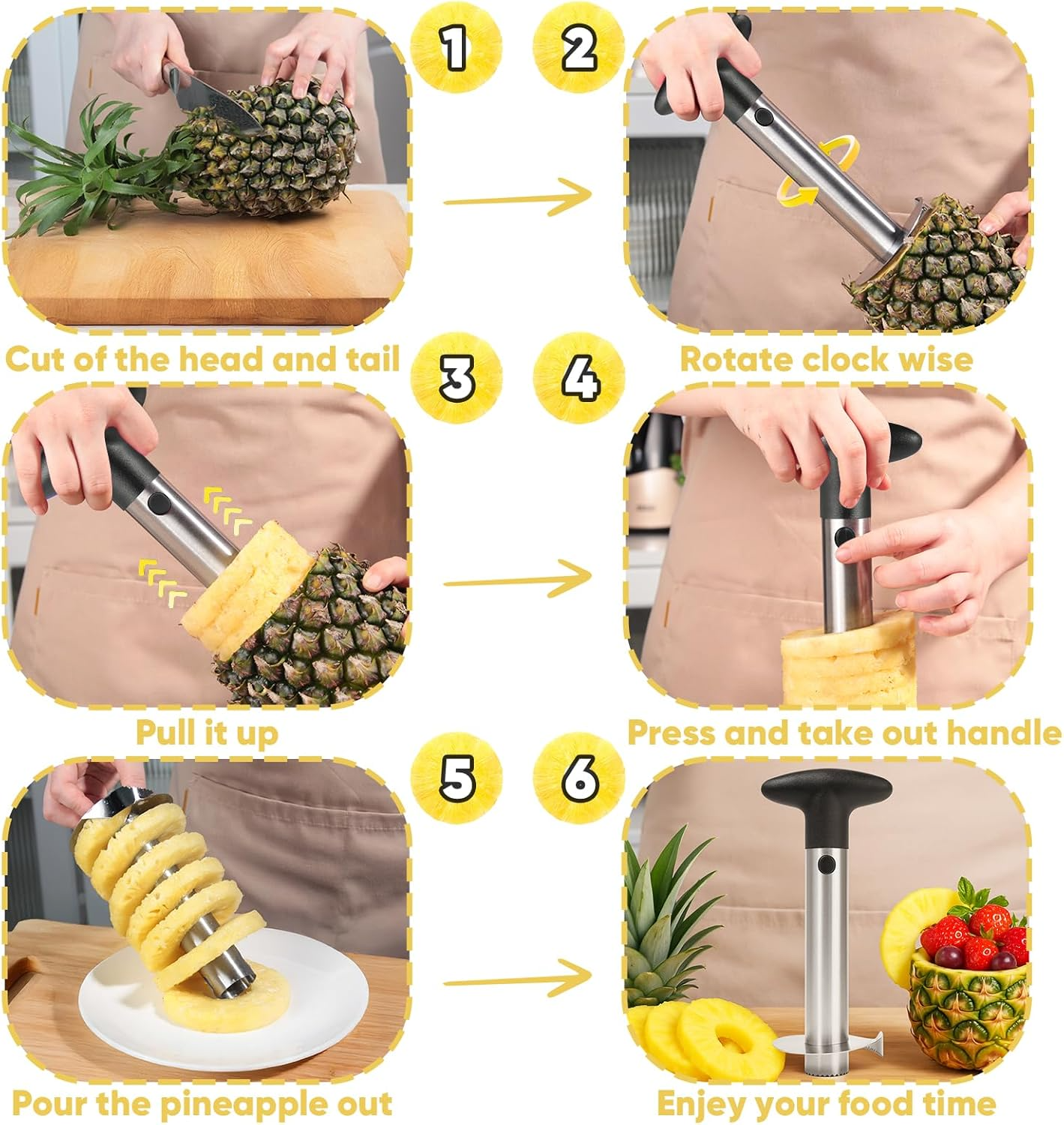 Stainless Steel Pineapple Corer – Easy Slice & Peel Pineapple Cutter