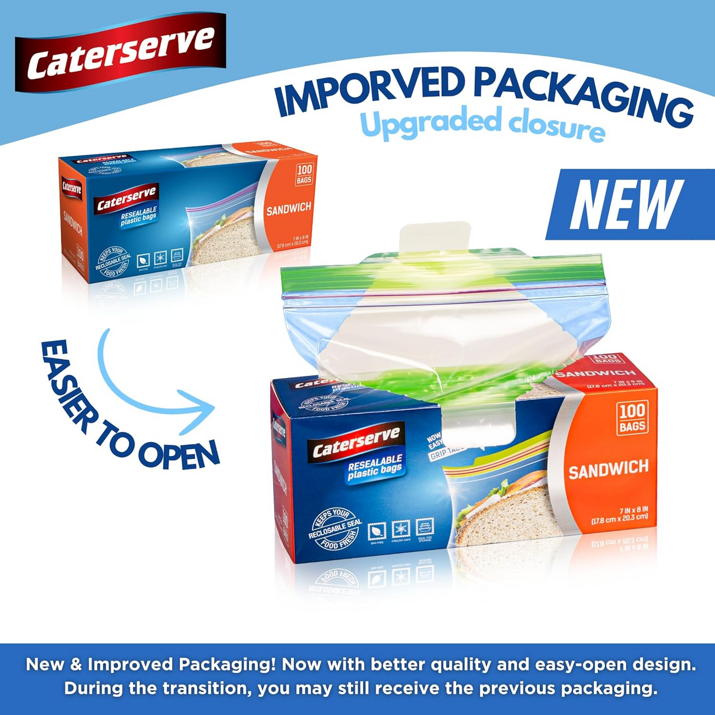 Plastic Sandwich Bags – Resealable Zip Food Storage Bags (100 Pack)