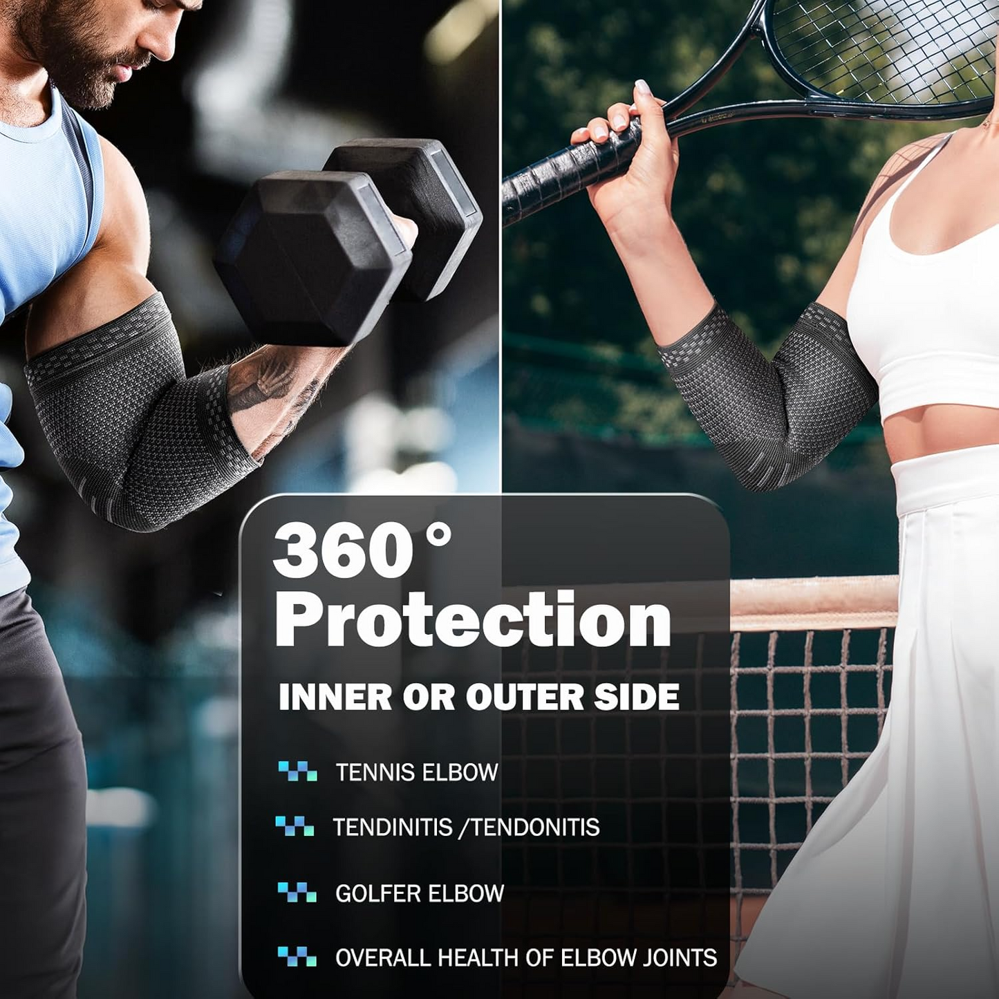 Elbow Brace Compression Support – POWERLIX Elbow Support Sleeves (Pair)