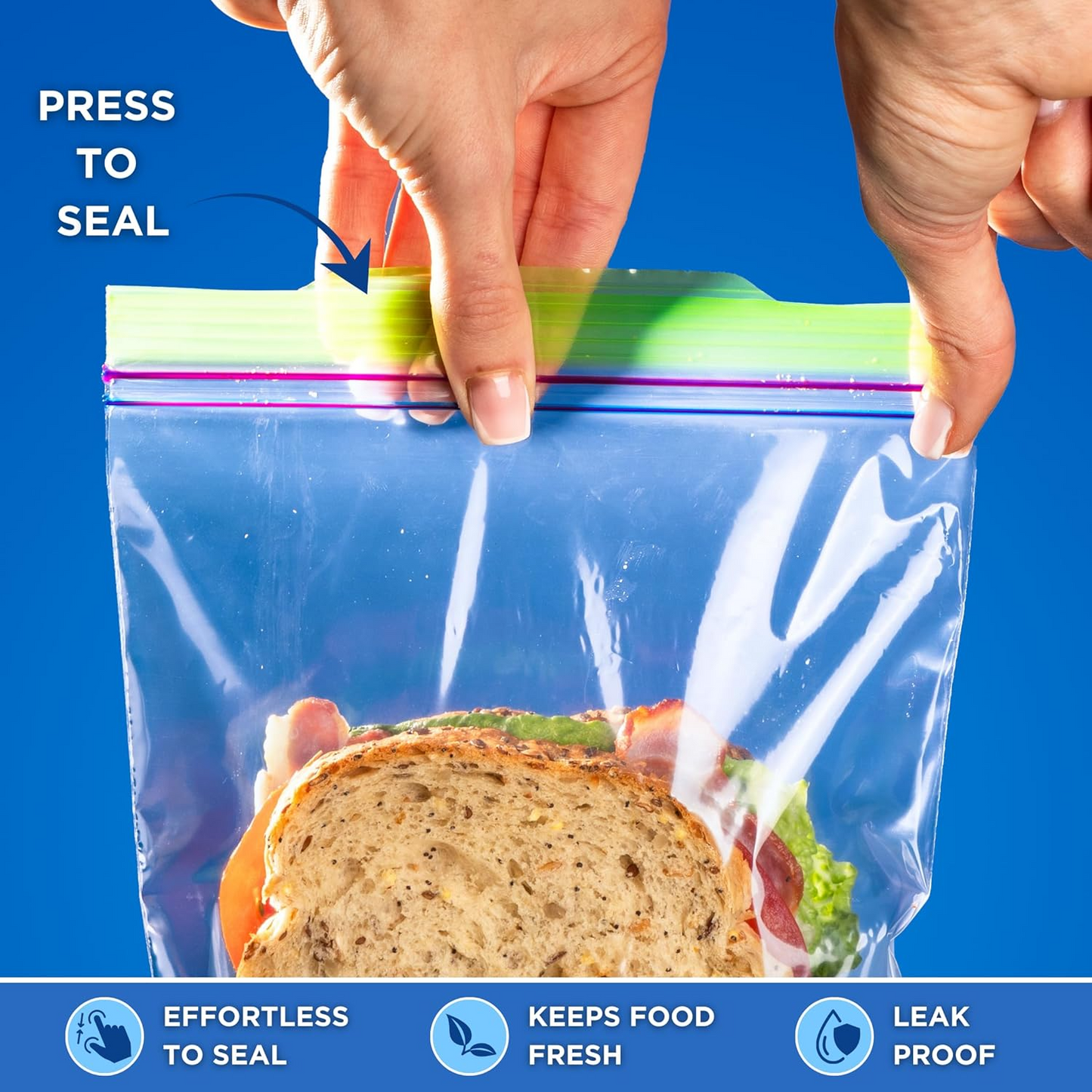 Plastic Sandwich Bags – Resealable Zip Food Storage Bags (100 Pack)