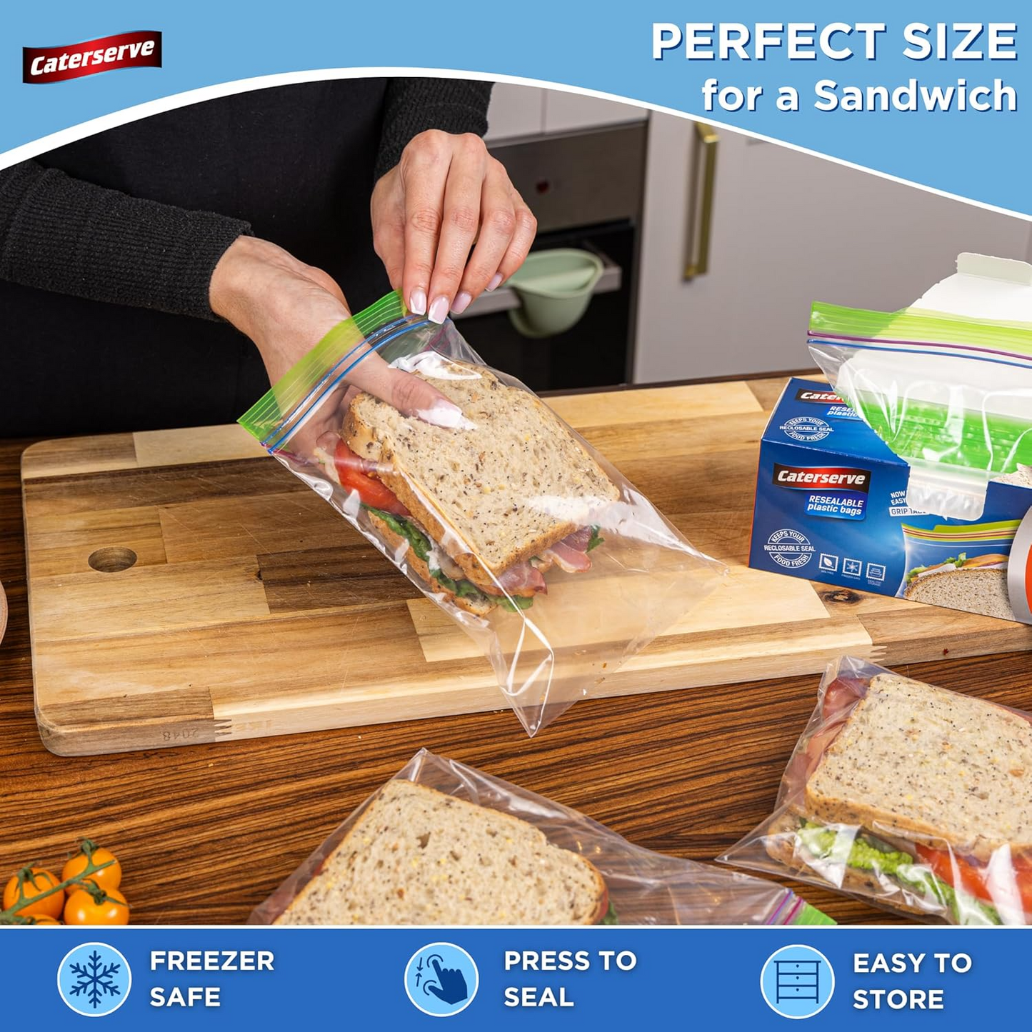 Plastic Sandwich Bags – Resealable Zip Food Storage Bags (100 Pack)