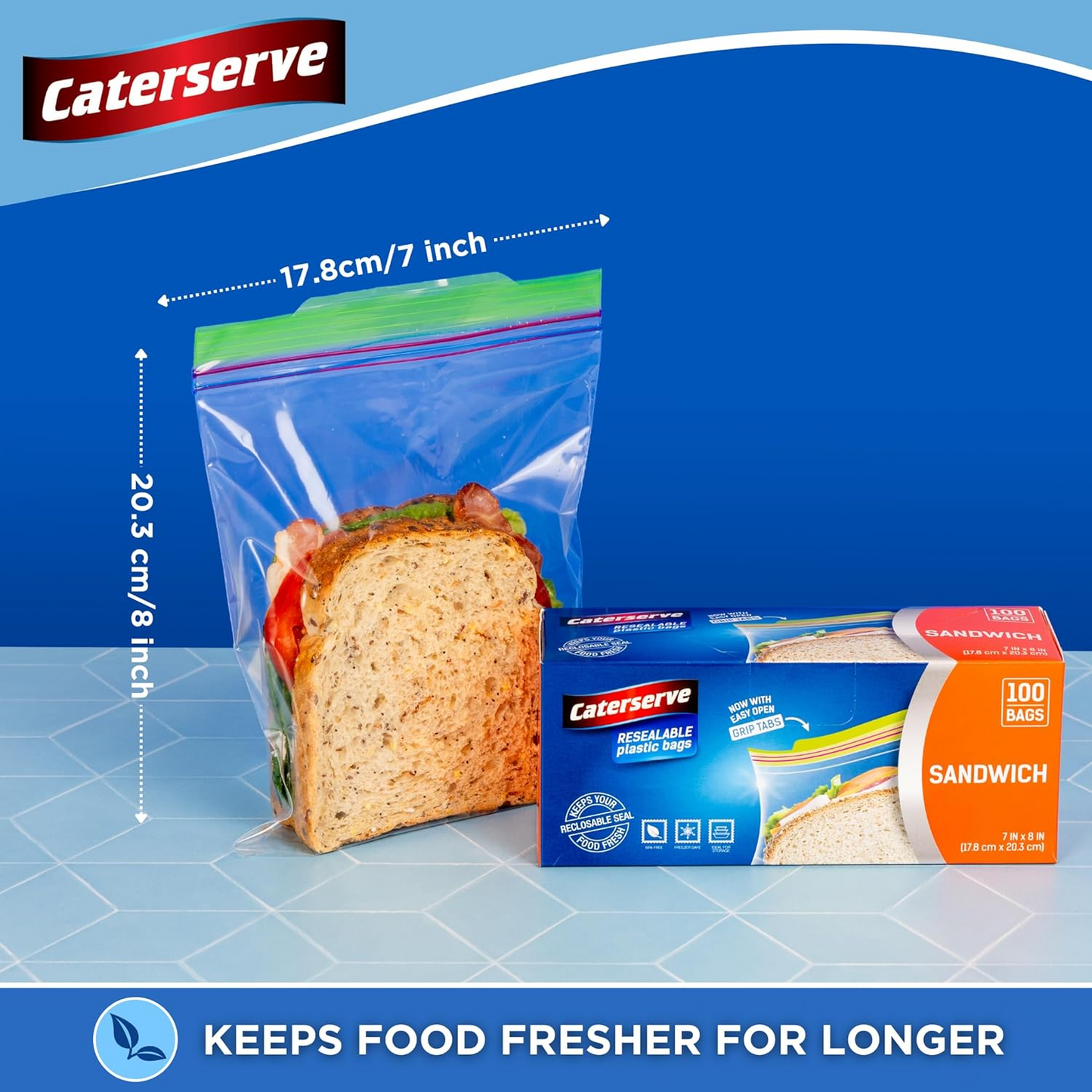 Plastic Sandwich Bags – Resealable Zip Food Storage Bags (100 Pack)