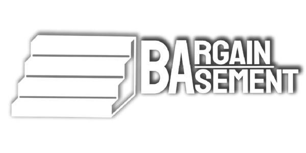 Logo of 'Bargain Basement' with a white background